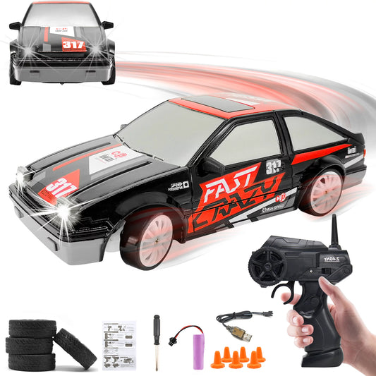 AGNEVE RC Drift Car 4WD RC Cars 2.4GHz Radio Remote Control Drift Car 15KM/H High Speed Racing Car for Adults Kids with LED Light Battery and Extra Drift Tires-T00005