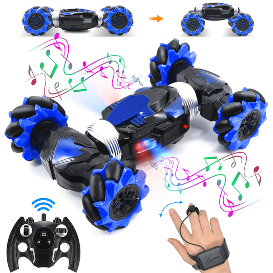 RC Stunt Car 4WD 360° & Double Sided Rotation Toy Car 2.4GHz All-Terrain Dual Mode Twist Remote Control Car with LED Light Music for Kids Gifts T00002