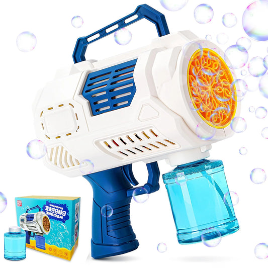 Bubble Machine Gun with Lights, 26 Holes Bubble Gun for Adults Kids Toys Birthday Wedding Party Gifts T00031